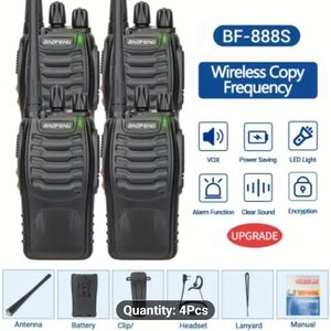 BF-888S Black Two-Way Radios - 4 Pack
